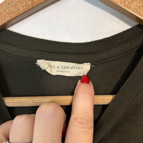 Spell & The Gypsy Wind Drifter Eagle Biker Tee Charcoal Gray S Free People - Picture 6 of 7